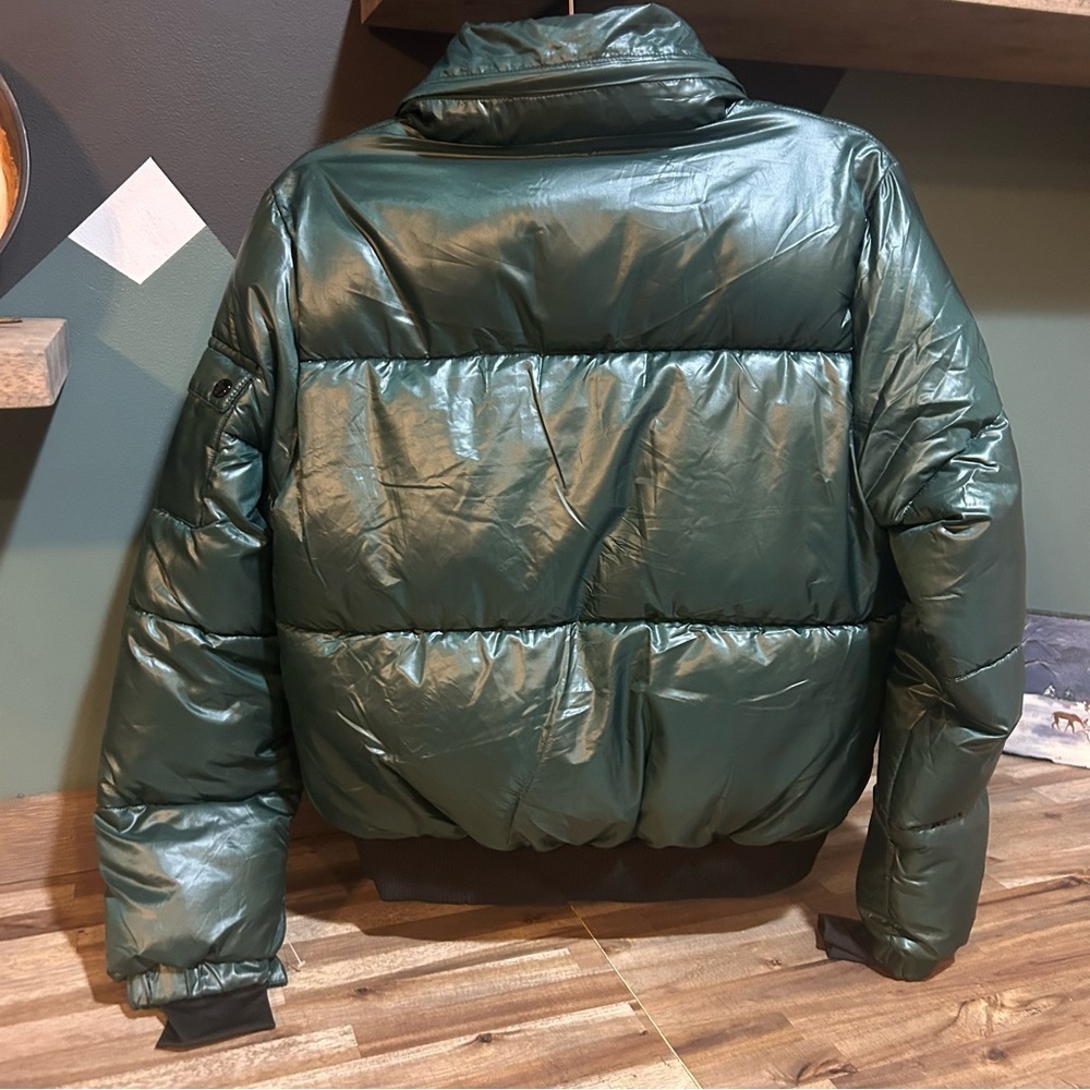 NWoT Madden Girl Hunter Green Puffer Bomber Jacket XS | Cozy Ribbed Bubble Coat - Picture 3 of 9